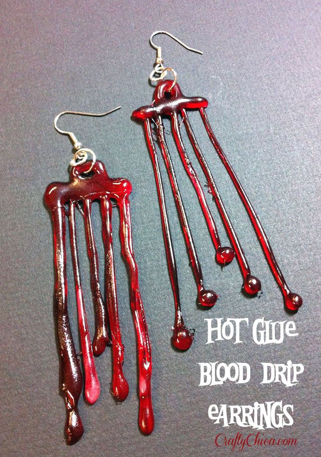 Hot Glue Blood Drip Earrings!